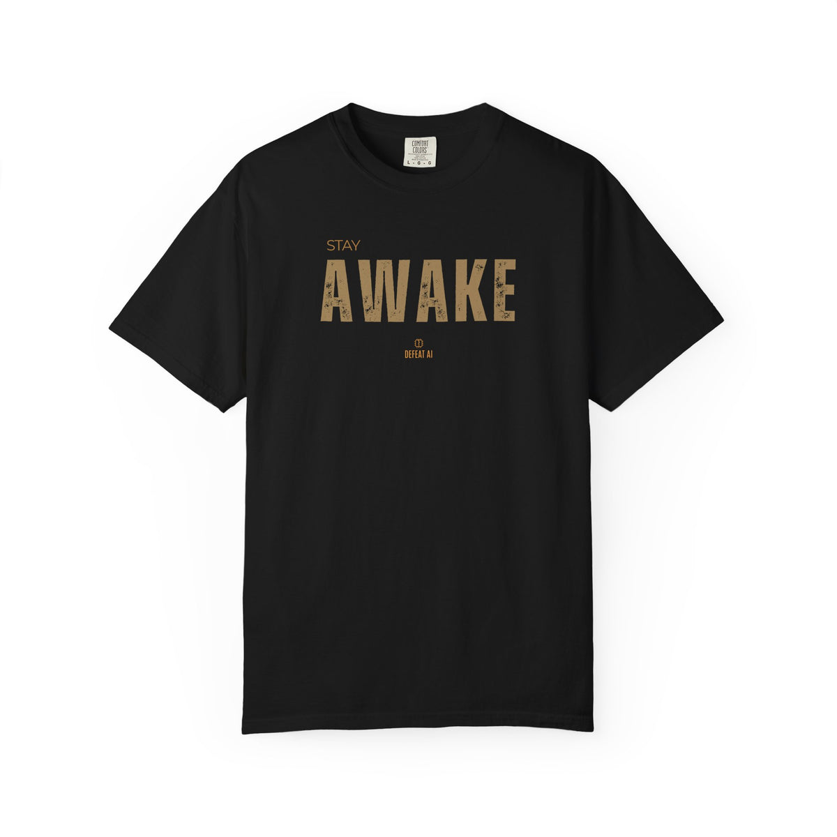 Black Stay Awake Comfort Colors heavyweight T-shirt front mockup