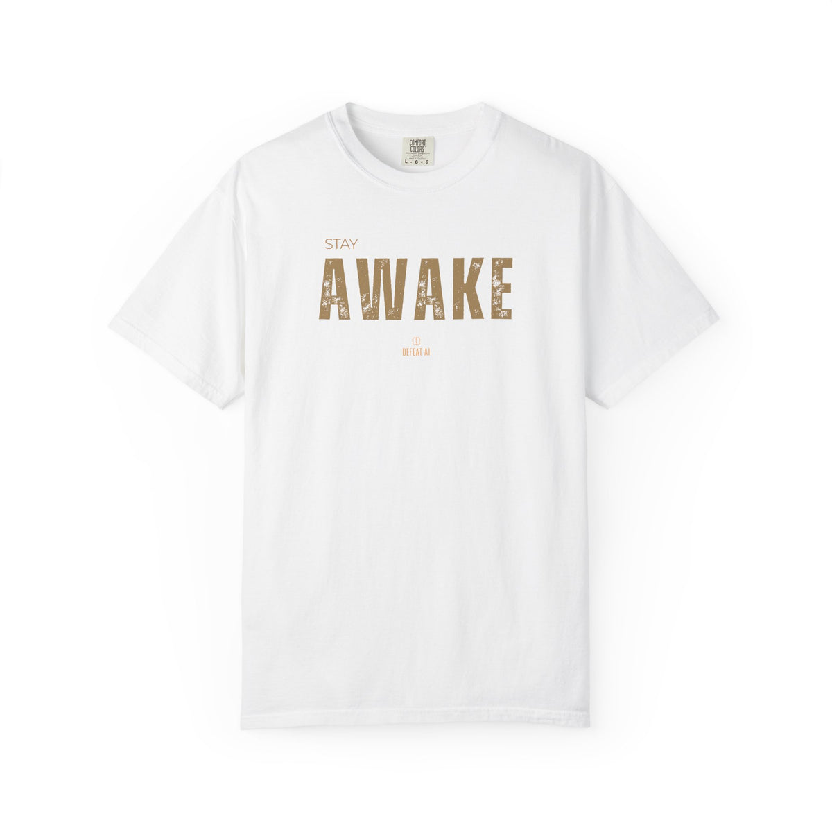 White Stay Awake Comfort Colors heavyweight T-shirt front mockup