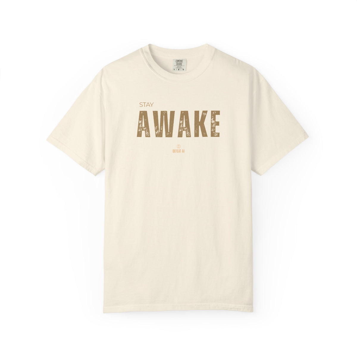 Ivory Stay Awake Comfort Colors heavyweight T-shirt front mockup