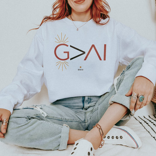 God Is Greater Than AI (G>AI™) Unisex Crewneck Sweatshirt