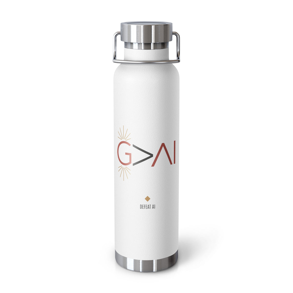 White God Is Greater Than AI 22 oz insulated water bottle