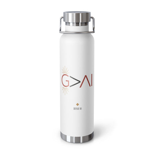 White God Is Greater Than AI 22 oz insulated water bottle