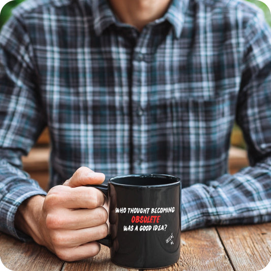 OBSOLETE, Black Ceramic Coffee Mug