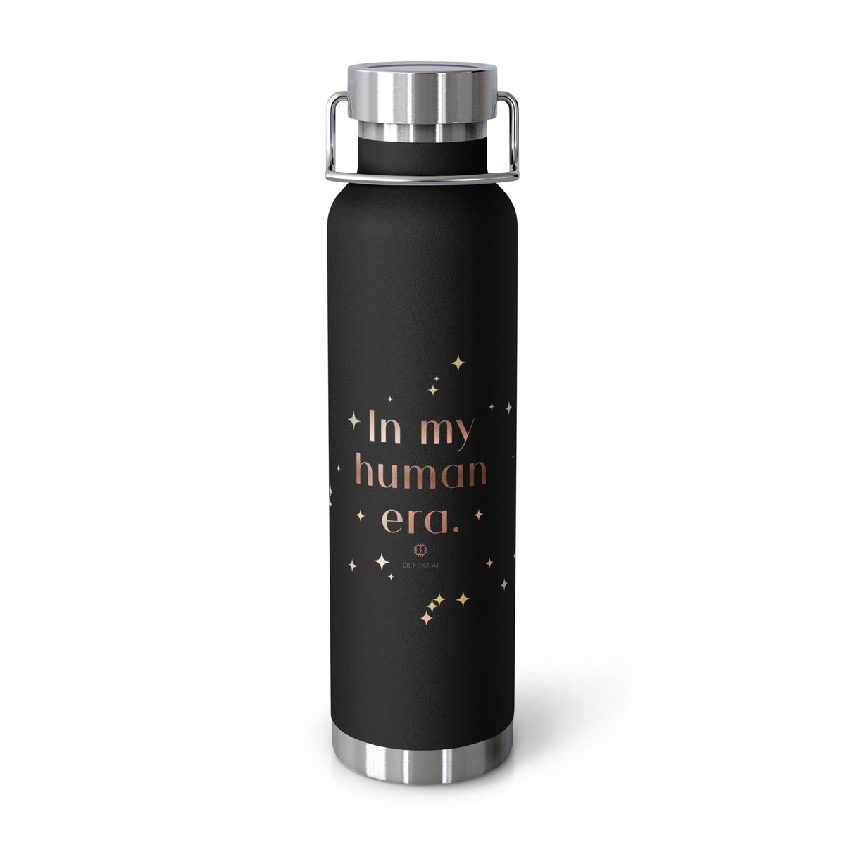 Black In My Human Era 22 oz copper insulated water bottle