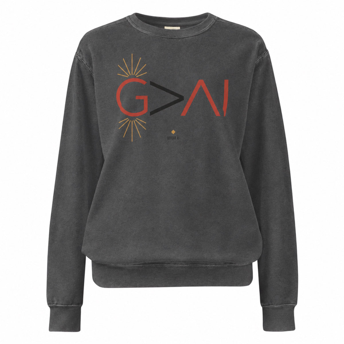 G>AI™ unisex crewneck sweatshirt in distressed Pepper charcoal