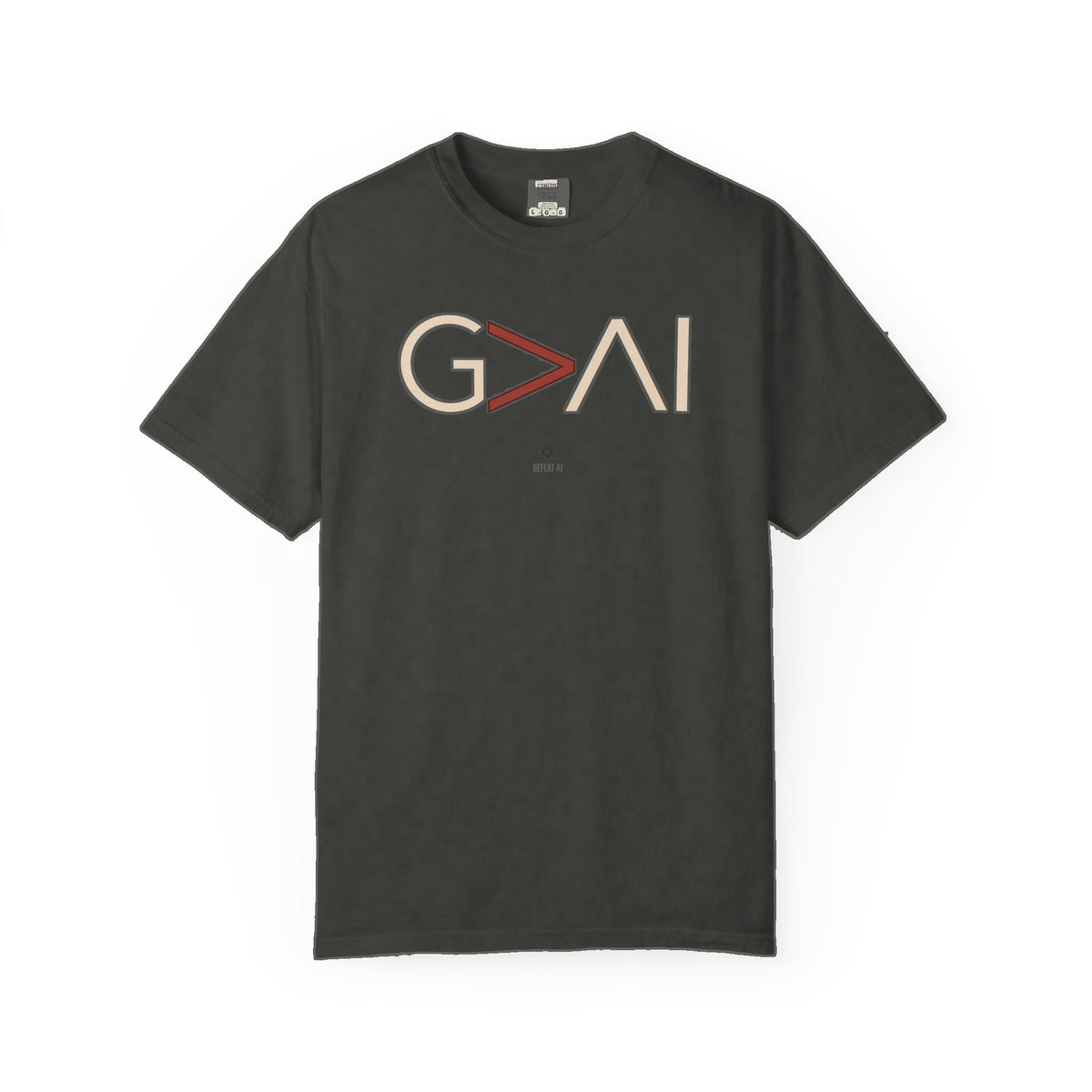 Pepper G>AI God Is Greater Than AI Comfort Colors T-shirt with authentic distressed garment-dyed wash